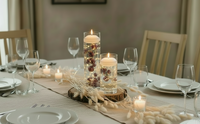100 Floating Burgundy Pearls/Gems- Large Sizes- Option: 6 Submersible Fairy Lights Strings Hidable Submersible Batteries- Makes 2 Gallons of Transparent Water Gels for Vases