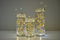 50 Floating Gold Stars- Sparkling- Large Sizes- Fills 1 Gallon of the Transparent Floating Gels for Your Vases- With Pre-Measured Prep Bags- Option of 3 Submersible LED Fairy Lights Strings with Hidable and Submersible Battery
