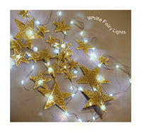 50 Floating Gold Stars-Sparkling- Large Sizes- Fills 1 Gallon of the Transparent Floating Gels for Your Vases -With Pre-Measured Prep Bags -Option of 3 Submersible Fairy Lights Strings