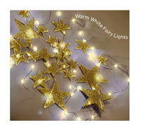 50 Floating Gold Stars-Sparkling- Large Sizes- Fills 1 Gallon of the Transparent Floating Gels for Your Vases -With Pre-Measured Prep Bags -Option of 3 Submersible Fairy Lights Strings
