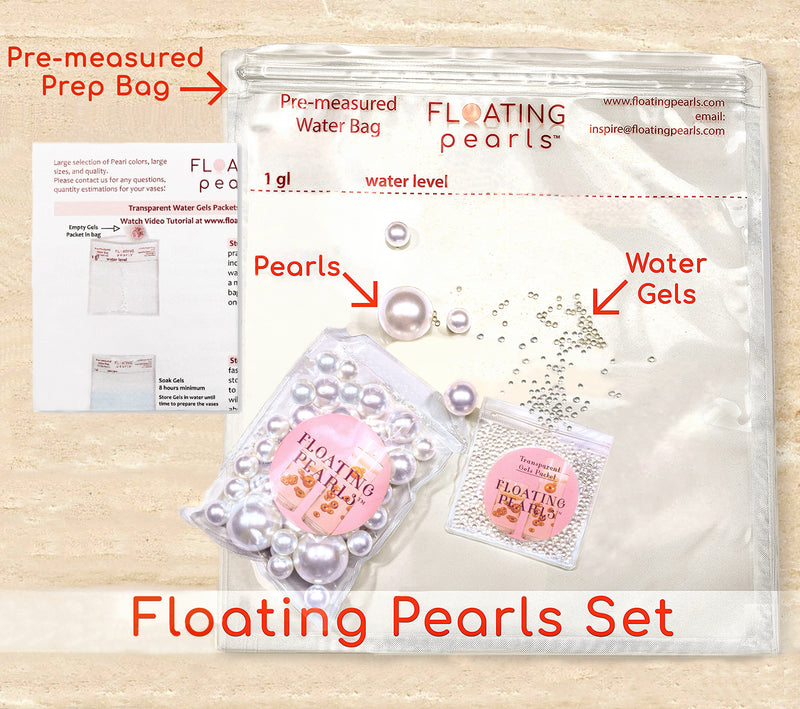 75 Floating Turquoise Blue/Teal Pearls-Fills 1 Gallon of The Transparent Gels for The Floating Effect-With Measured Gels Prep Bag-Option of 3 Fairy Lights Strings