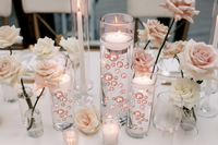 100 Floating Rose Gold Pearls & Floating Rose Gold Gems- Option of 6 Submersible Fairy Lights Strings Hidable Submersible Batteries- 2 Gallons of Transparent Water Gels for Vases
