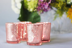 12 Rose Gold Mercury Glass Votives/Tea Light Candle Holders