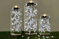 50 Floating Silver Stars Glitter-Fills Gallons for Your Vases With Transparent Floating Gels Kit+ Option 3 Submersible LED Fairy Lights Strings with Hidable and Submersible Battery