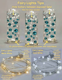 75 Floating Gold Pearls - Fills 1 Gallon of the Transparent Water Gels for the Floating Effect- With Exclusive Measured Prep Bags - Option: 3 Submersible Fairy Lights Strings