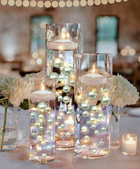75 Floating White Pearls - Fills 1 Gallon of the Transparent Water Gels for the Floating Effect- With Exclusive Measured Prep Bags - Option: 3 Submersible Fairy Lights Strings