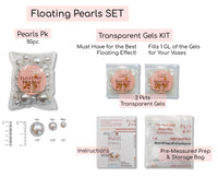 75 Floating Blush Light Pink Pearls-Fills 1 Gallon of Floating Pearls & Transparent Gels for the Floating Effect-With Exclusive Measured Gels Prep Bag-Option 3 Submersible Fairy Lights Strings