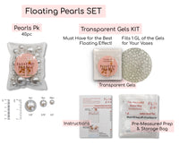 Floating Metallic Rose Gold Pearls - 1 Pk Fills 1 GL for Your Vase - With Transparent Gels Measured Kit - Option of Fairy Lights