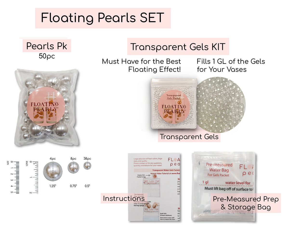 75 Floating Red Pearls-Shiny-Jumbo Sizes-1 Pk Fills 1 Gallon of Gels for Floating Effect-With Measured Gels Kit - Option 3 Fairy Lights - Vase Decorations