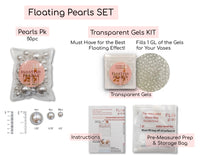 75 Floating Rose Gold Pearls - Shiny - 1 Pk Fills 1 Gallon of Gels for Floating Effect - With Measured Gels Prep Bag - Option of 3 Submersible Fairy Lights Strings