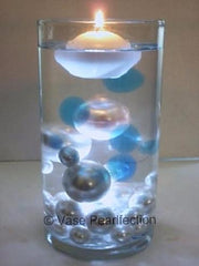 Floating Blue Gels - with Transparent Water Gels Packet - Fills 1 Gallon for Your Vases (The White Pearls are Sold Separately)
