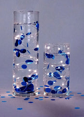 Floating Metallic Royal Blue/Navy Confetti-2000pc-Fills 1 Gallon for Your Vases-Option of 3 Submersible Fairy Lights