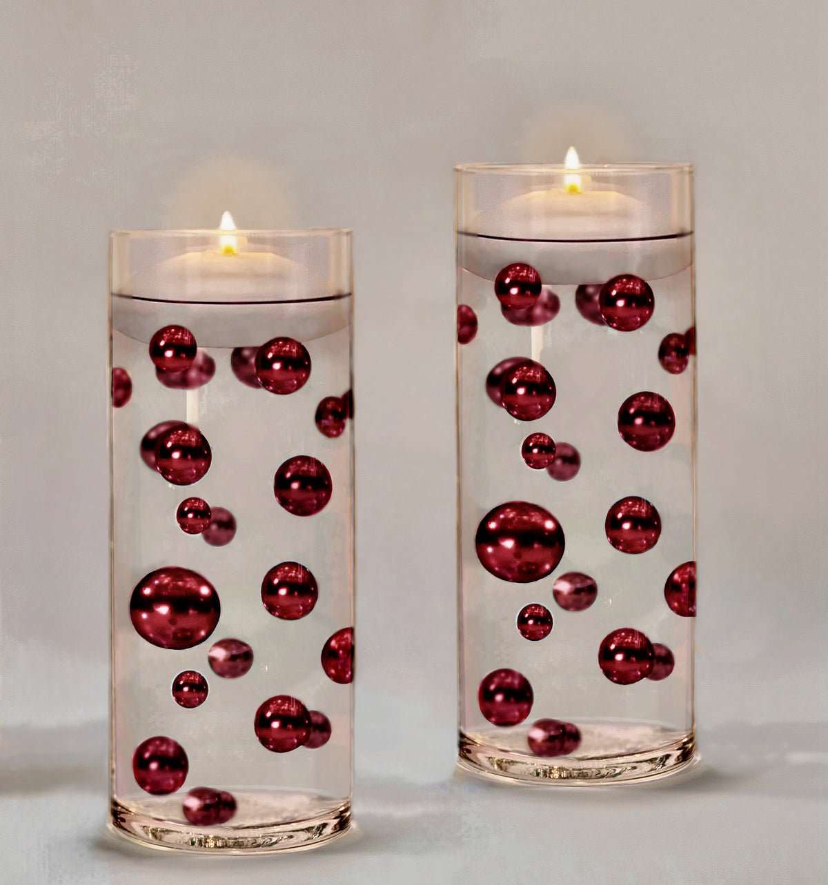 75 Floating Burgundy Pearls - Shiny - 1 Pk Fills 1 Gallon of Gels for Floating Effect - With Measured Gels Kit - Option 3 Fairy Lights - Vase Decorations