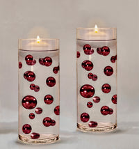 75 Floating Burgundy Pearls - Shiny - 1 Pk Fills 1 Gallon of Gels for Floating Effect - With Measured Gels Kit - Option 3 Fairy Lights - Vase Decorations