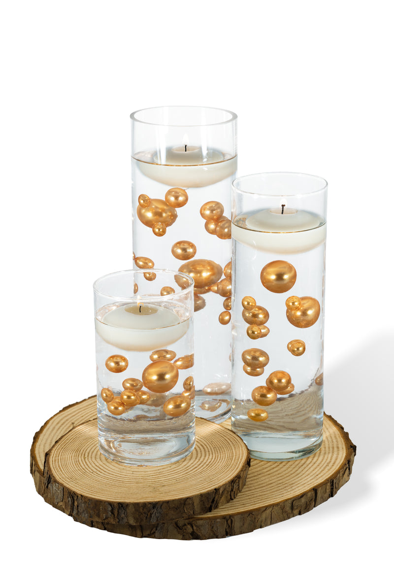 75 Floating Gold Pearls-Fills 1 Gallon of Floating Pearls and Transparent Gels for The Floating Effect-With Measured Gels Prep Bag-Option of 3 Fairy Lights Strings