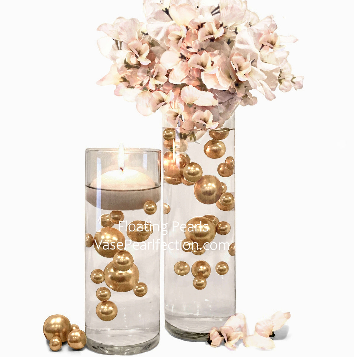 75 Floating Gold Pearls-Fills 1 Gallon of Floating Pearls and Transparent Gels for The Floating Effect-With Measured Gels Prep Bag-Option of 3 Fairy Lights Strings