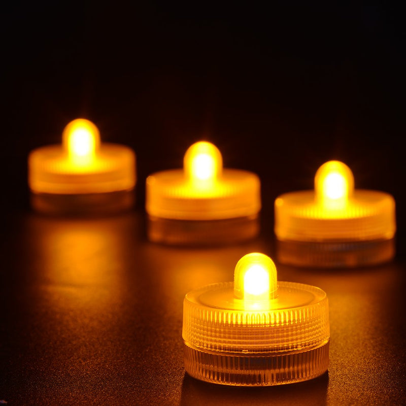 Gold/Light Amber LED Tea Lights - Waterproof