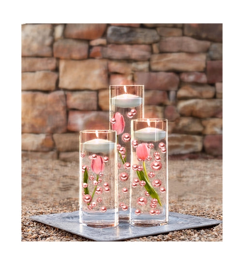 75 Floating Rose Gold Pearls - Shiny - 1 Pk Fills 1 Gallon of Gels for Floating Effect - With Measured Gels Prep Bag - Option of 3 Submersible Fairy Lights Strings