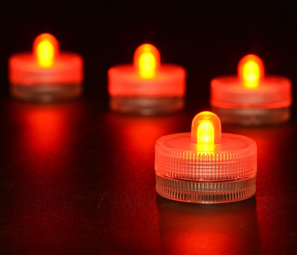 Orange LED Tea Lights - Waterproof