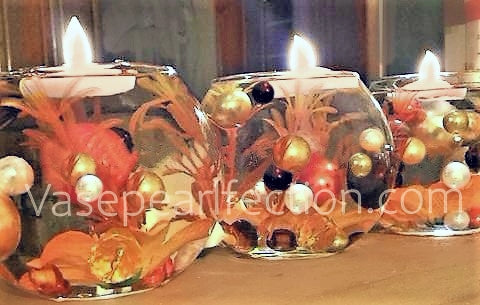 50 Fall Thanksgiving Floating Glowing Pumpkins, Gems, and Pearls - Fills 1 Gallon of the Floating Gels for Your Vase-With Floating Gels Pre-Measured Prep/Storage Bag-Option of 3 Fairy Lights Strings