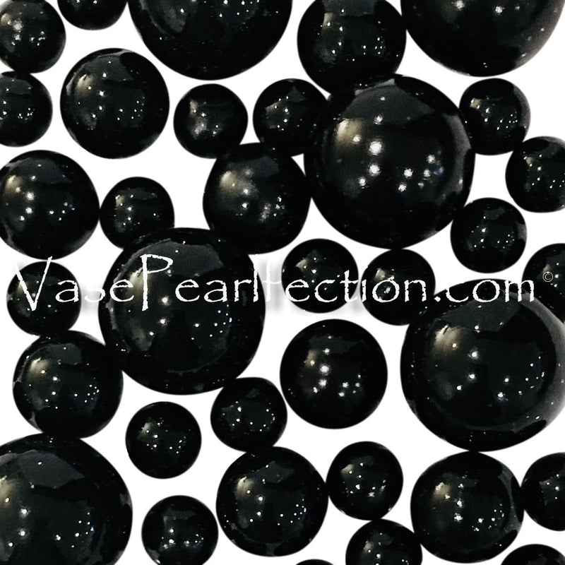 50 Floating Black Pearls-Jumbo Sizes-Fills 1 Gallon of Floating Pearls & the Transparent Gels for  the Floating Effect-With Exclusive Measured Gels Prep Bag-Option: 3 Submersible Fairy Lights Strings