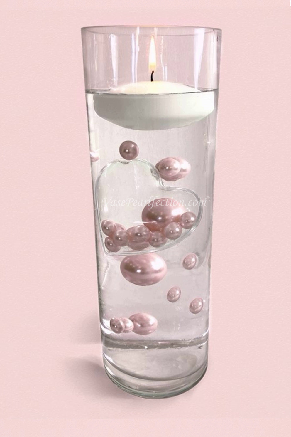 "Floating" Big Heart Submersible & Fillable with Your Choice of Pearls colors- Stunning Centerpiece Decorations