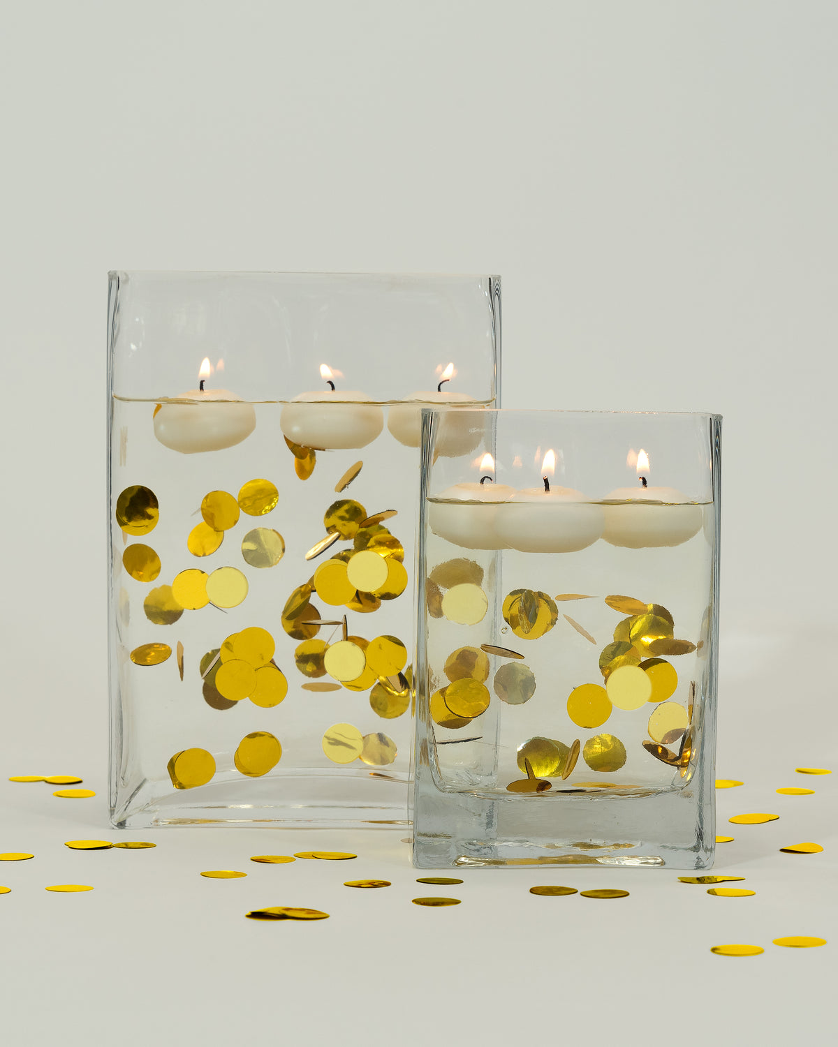 "Floating" Metallic Gold Confetti - 1 Pk 2000pc - 1 Set Fills 1 GL Floating for Vases-Option of Fairy Lights - Vase Decorations - Table Scatter