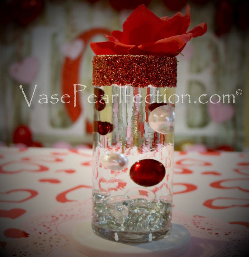 75 Floating Red Pearls-Shiny-Jumbo Sizes-1 Pk Fills 1 Gallon of Gels for Floating Effect-With Measured Gels Kit - Option 3 Fairy Lights - Vase Decorations