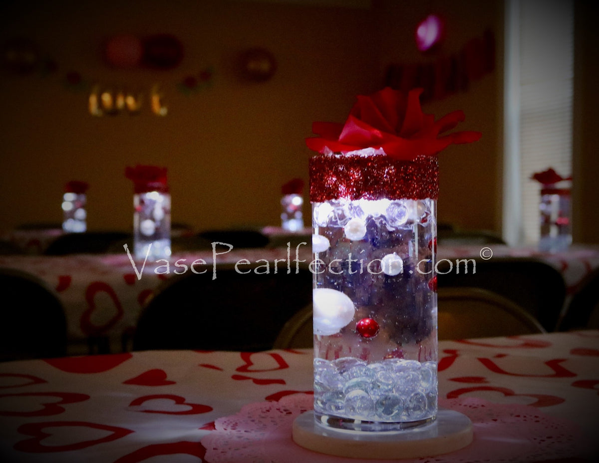 75 Floating Red Pearls-Shiny-Jumbo Sizes-1 Pk Fills 1 Gallon of Gels for Floating Effect-With Measured Gels Kit - Option 3 Fairy Lights - Vase Decorations