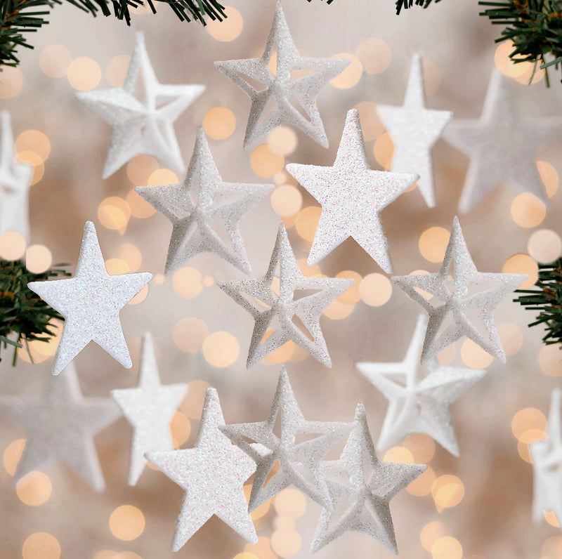 Floating White Stars-Glitter-3D-Glitter White Snowballs-Fills 1 Gallon of the Transparent Gels for The Floating Effect-Exclusive Measured Floating Kit-White Submersible Fairy Lights